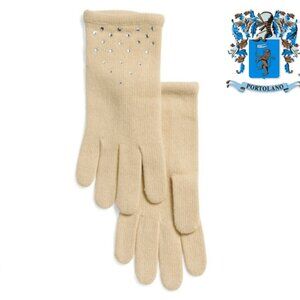 𝐏𝐎𝐑𝐓𝐎𝐋𝐀𝐍𝐎 Ivory Swarovski Crystal Stones Cashmere Gloves